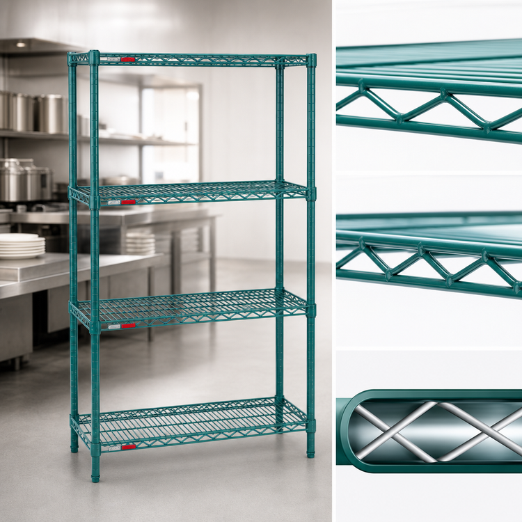 Product image #3 for Eagle Valu-Gard 4-Tier Wire Shelving Starter Unit, 36W x 24D x 74H, Green Epoxy