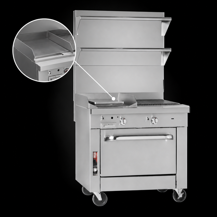 Product image #3 for Southbend Platinum 32-Inch Heavy Duty Gas Range with 16-Inch Griddle and 16-Inch Charbroiler, Cabinet Base