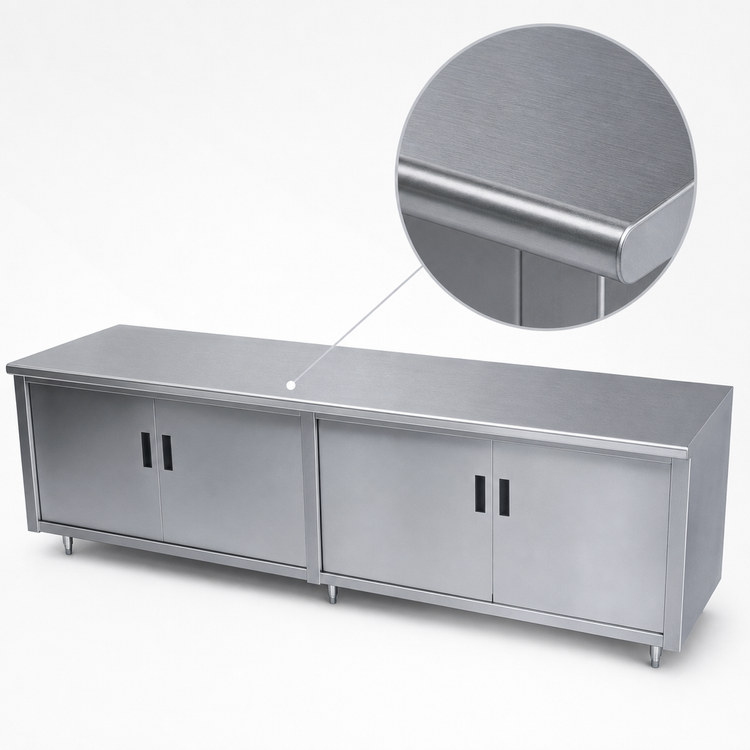 Product image #3 for Advance Tabco 72 in. x 24 in. Enclosed Stainless Steel Work Table with Cabinet Base and Hinged Doors, 14-Gauge Top