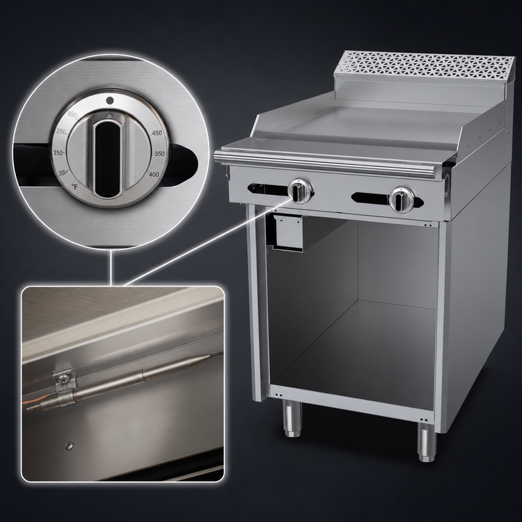 Product image #3 for Garland Cuisine Series 24-Inch Heavy-Duty Gas Add-A-Unit Thermostatic Griddle Range with Open Cabinet Base