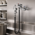 Thumbnail image #3 for T&S Brass Splash-Mounted Pot and Kettle Filling Faucet, 8-Inch Centers, 68-Inch Flexible Hose, Vacuum Breaker, Self-Closing Hooked Nozzle