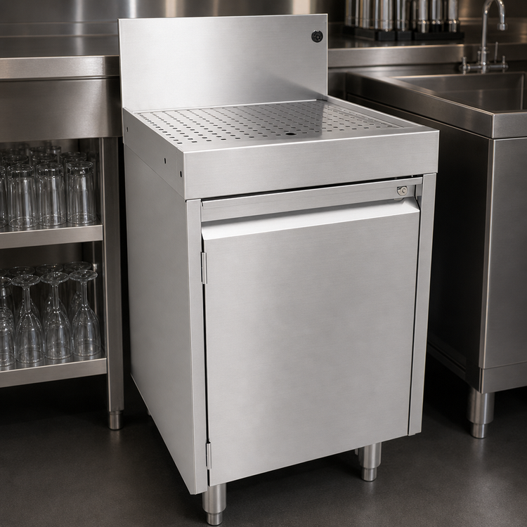 Product image #3 for Glastender Underbar Drainboard Cabinet Base with Hinged Door, 18 Inch W x 19 Inch D