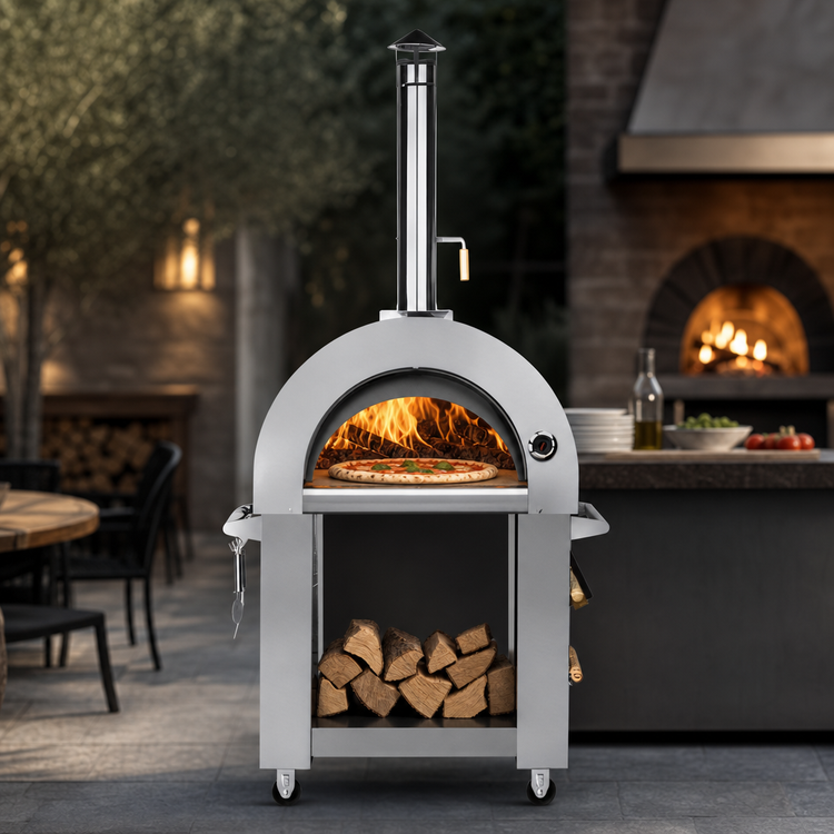 Product image #4 for KoolMore Residential Outdoor Wood-Fired Pizza Oven, 32 Inch Wide, Stainless Steel