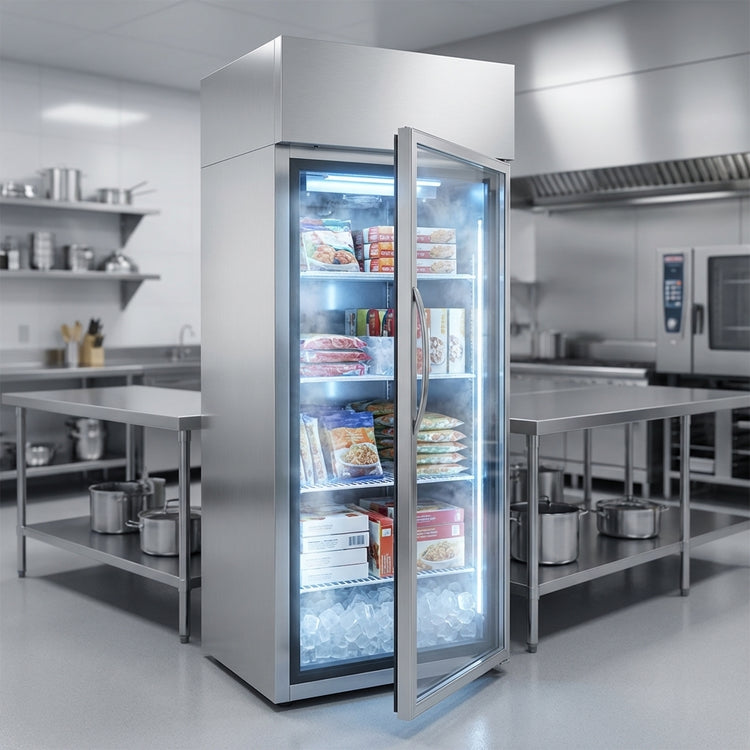 Product image #2 for Continental Refrigerator Designer Line D1FESNSAGD 1-Section Extra-Wide Shallow Depth Reach-In Glass Door Freezer