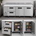 Thumbnail image #3 for Hoshizaki Steelheart 93-Inch Three-Section Pizza Prep Table with Doors and Drawers