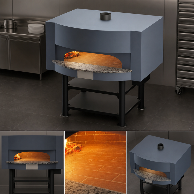 Product image #3 for Marra Forni MS68-32W Square Wood-Fired Commercial Pizza Oven with 68 x 32 in Brick Deck and Steel Stand