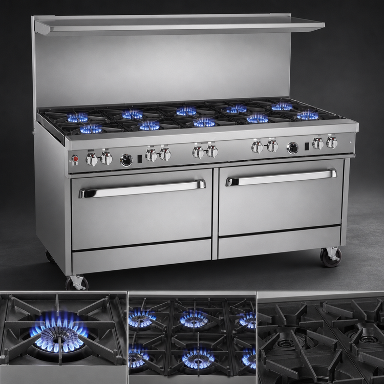 Product image #3 for Southbend Ultimate 60-Inch Gas Restaurant Range with 8 Open Burners, Standard Oven and Convection Oven