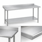 Thumbnail image #3 for Duke Manufacturing 314S-24120-2R Stainless Steel Work Table, 14-Gauge 300 Series Top, 1-1/8-Inch Riser, Undershelf, 120 x 24 Inches