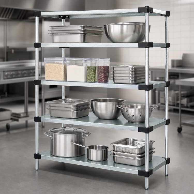 Product image #3 for Quantum 4-Shelf Solid Shelving Starter Kit, 48W x 18D x 63H, Stationary