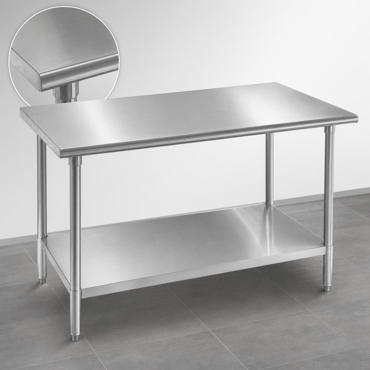 Product image #3 for Advance Tabco SAG-2410 Stainless Steel Work Table with Adjustable Undershelf, 120" W x 24" D, 16-Gauge 430 Top