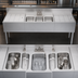 Thumbnail image #3 for Krowne Royal Series 84-Inch Three-Compartment Underbar Bar Sink with Left and Right Drainboards