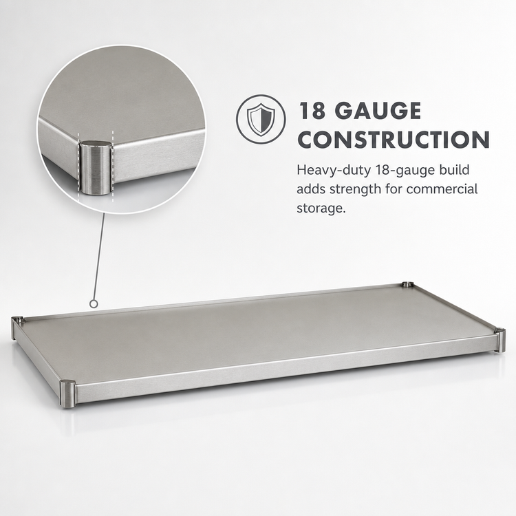Product image #3 for Eagle Group 24" x 18" 18-Gauge Solid 304 Stainless Steel Commercial Shelf with Marine Edge