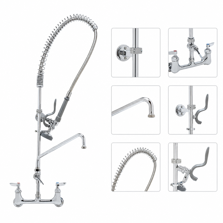 Product image #3 for T&S EasyInstall Wall-Mount Pre-Rinse Unit with Mixing Faucet and 12-Inch Swing Nozzle