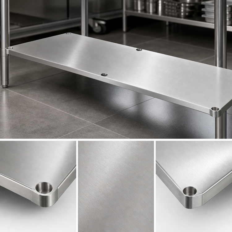 Product image #3 for Advance Tabco 18 Gauge Stainless Steel Work Table Undershelf for 132 x 24 Inch Tables