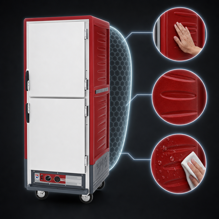 Product image #3 for Metro C5 3 Series Full-Height Mobile Heated Holding Cabinet with Dutch Solid Doors and Fixed Wire Slides
