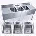 Thumbnail image #3 for BK Resources 96-Inch Three-Compartment Stainless Steel Underbar Sink with Left and Right Drainboards and Faucet