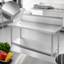 Thumbnail image #3 for Advance Tabco 48-Inch x 24-Inch 14 Gauge 304 Stainless Steel Work Table with 10-Inch Backsplash and Galvanized Undershelf