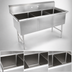 Thumbnail image #3 for John Boos 3-Compartment Stainless Steel Sink with 10-Inch Backsplash and Legs, 53-1/8 x 25-1/2 Inches