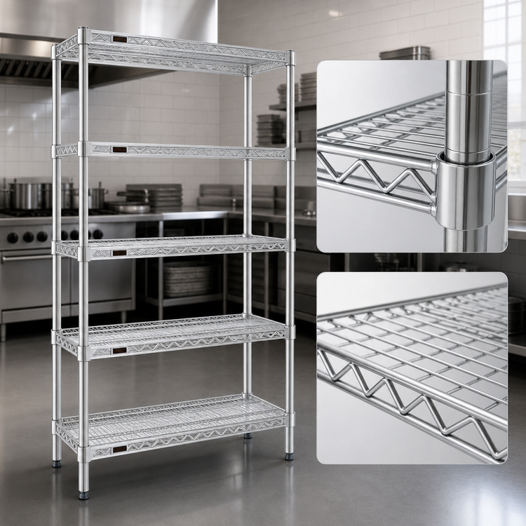 Product image #3 for EAGLEbrite Stationary 5-Tier Wire Shelving Starter Unit, 60W x 24D x 86H, Zinc Finish