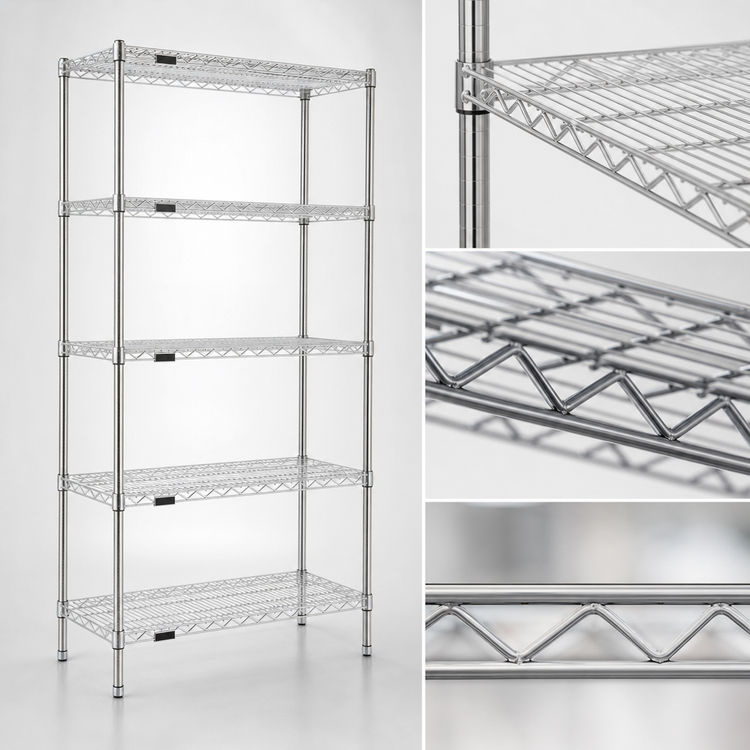 Product image #3 for EAGLEbrite 5-Tier Commercial Wire Shelving Starter Unit, 42 x 21 x 74 Inches, Zinc Finish