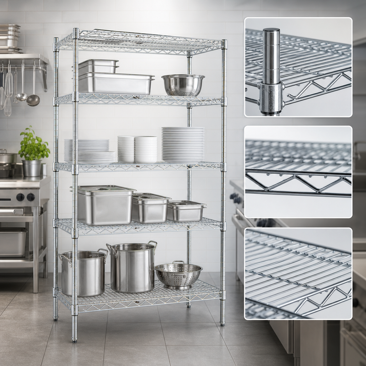Product image #3 for EAGLEbrite 5-Tier Stationary Wire Starter Shelving Unit with QuadTruss, 60 x 18 x 74 Inches, Zinc Finish