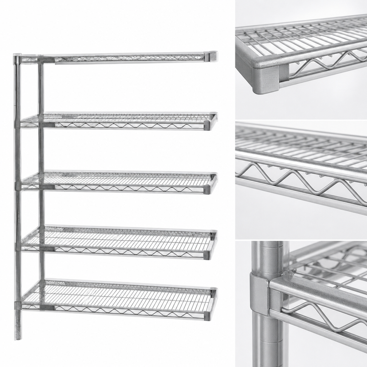 Product image #3 for EagleGard 5-Tier Add-On Wire Shelving Unit, 72W x 24D x 86H, Hybrid Epoxy Finish