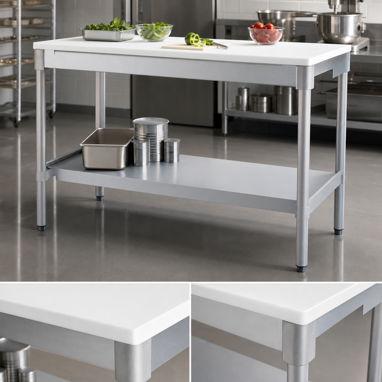 Product image #3 for New Age 84-Inch x 24-Inch Poly Top Work Table with Aluminum Open Base
