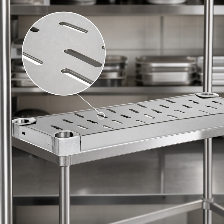 Product image #4 for Quik-Set Louvered Solid Shelf with Marine Edge, 48 x 24 Inches, 16/304 Stainless Steel