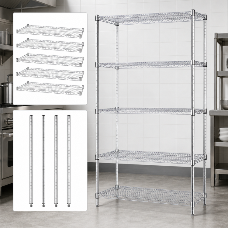 Product image #3 for Quantum 72-Inch x 24-Inch x 54-Inch Chrome Plated Stationary Wire Shelving Starter Kit with 5 Shelves