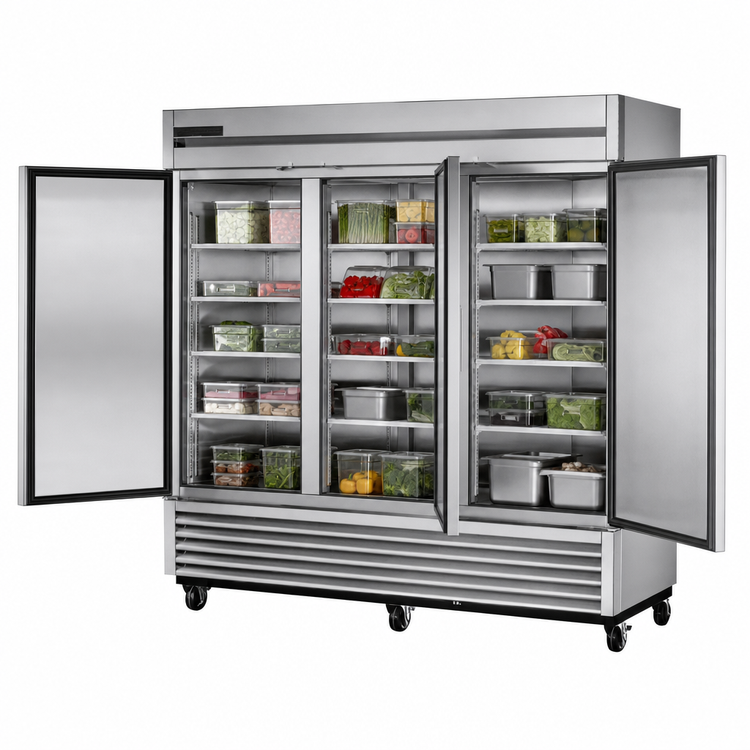 Product image #3 for True TS-72-HC Three-Section Solid Door Reach-In Refrigerator, 78 1/8-Inch Wide, Stainless Steel