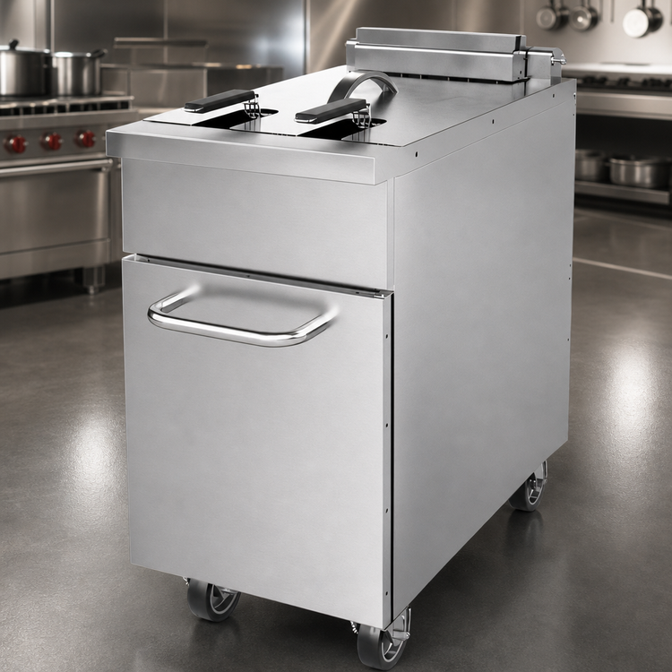 Product image #3 for BakeMax Electric Floor Fryer with 22 Liter Stainless Steel Fry Pot, 208V
