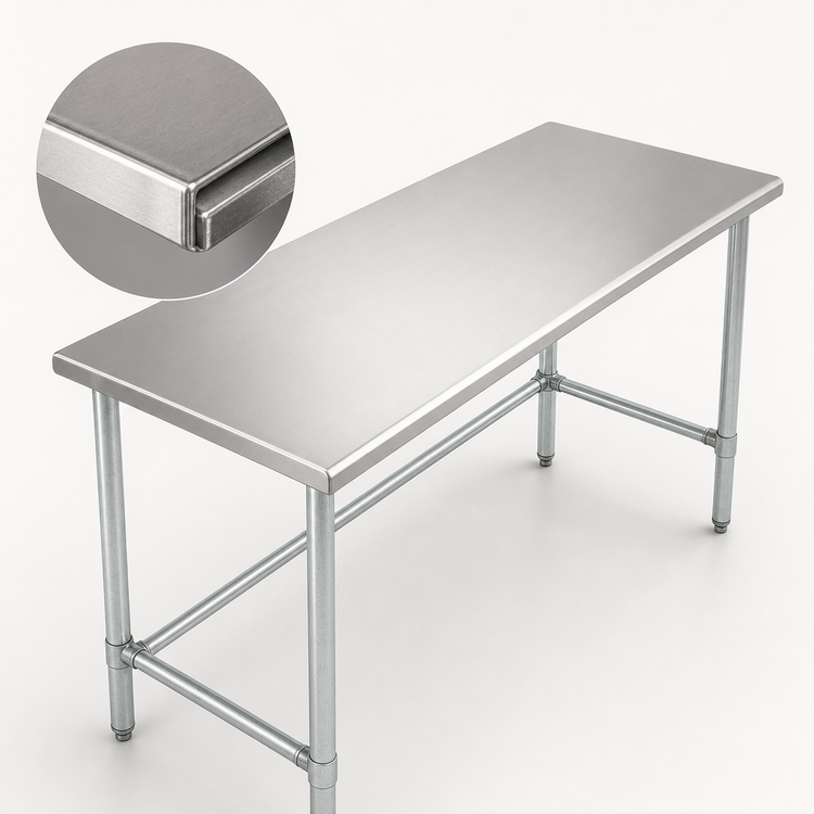 Product image #3 for 60 Inch x 18 Inch 18-Gauge Stainless Steel Work Table with Galvanized Legs and Rounded Edges