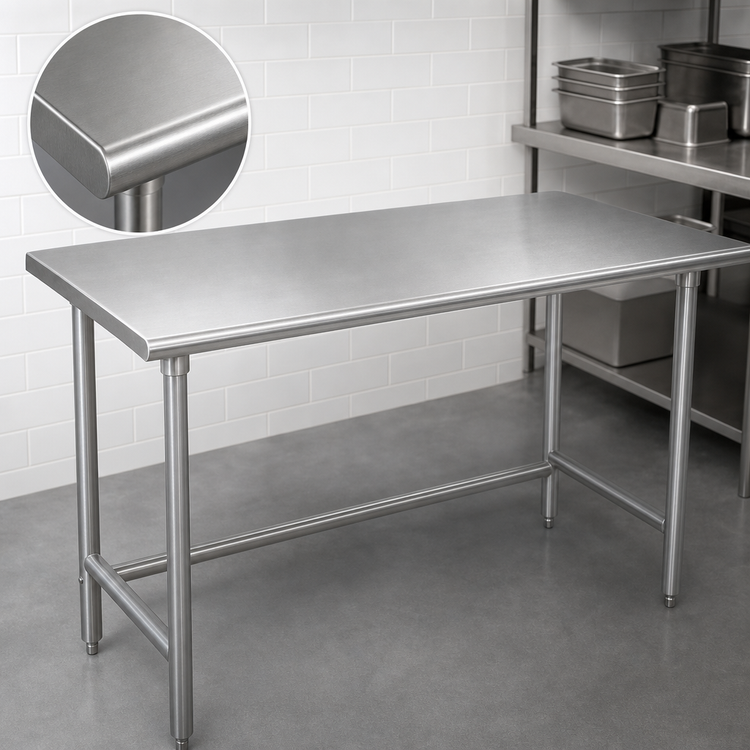 Product image #3 for Advance Tabco 84 Inch x 24 Inch 16-Gauge 304 Stainless Steel Flat Top Open Base Work Table
