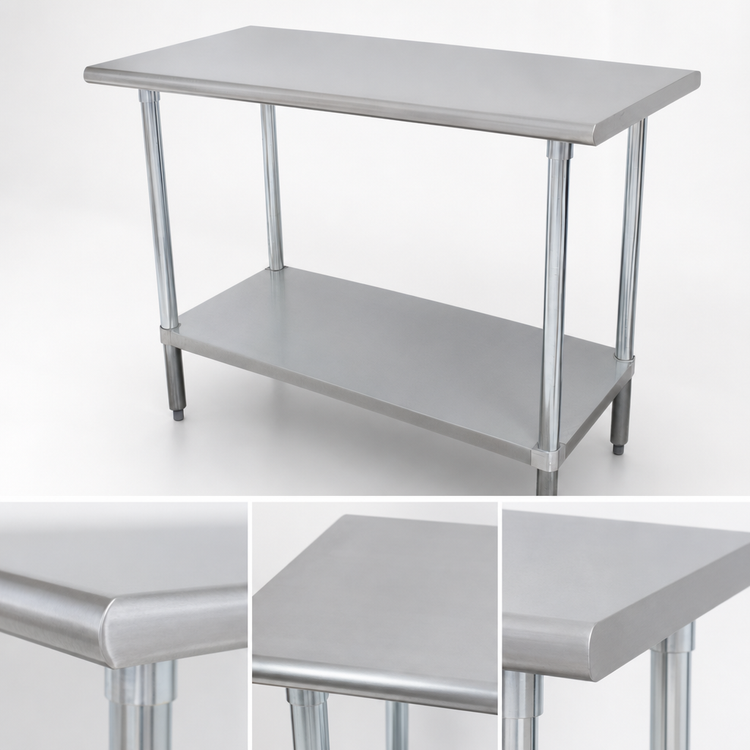 Product image #3 for Advance Tabco Special Value Series 60 Inch x 36 Inch Flat Top Work Table with 16 Gauge 430 Stainless Steel Top and Adjustable Galvanized Undershelf