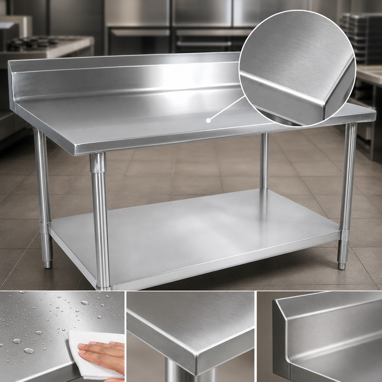 Product image #3 for John Boos Stallion 84-Inch x 30-Inch Stainless Steel Work Table with 5-Inch Backsplash and Undershelf