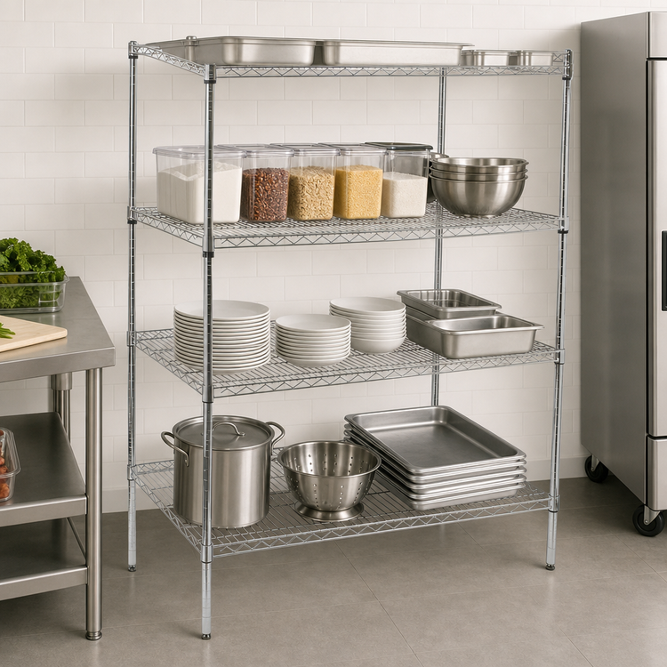 Product image #3 for Winco VCS-2448 24 x 48 x 72 Inch 4-Tier Chrome Plated Wire Shelving Set