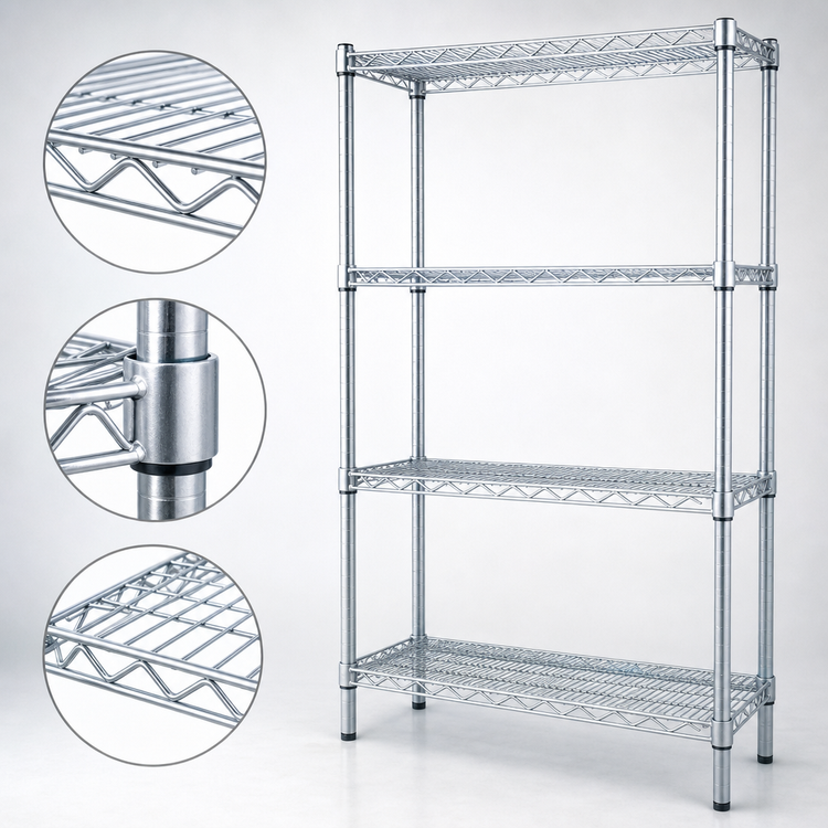Product image #3 for EAGLEbrite 4-Tier Wire Shelving Starter Unit with QuadTruss Shelves, 30 x 21 x 63 Inches, Zinc Finish