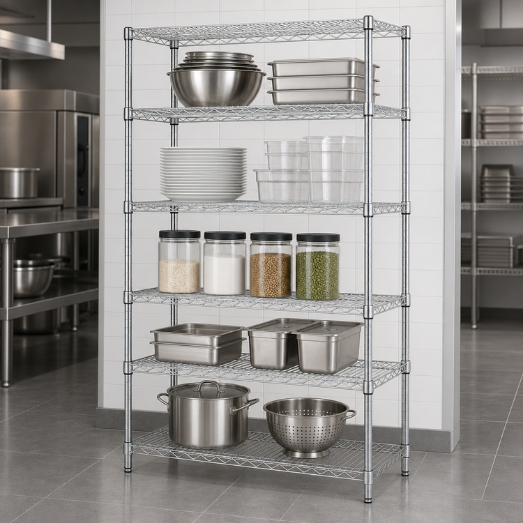 Product image #3 for Quantum 36"W x 18"D x 74"H 5-Shelf 304 Stainless Steel Wire Shelving Starter Kit