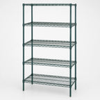 Thumbnail image #3 for Quantum WR74-2436P-5 Stationary Wire Shelving Starter Unit, 36"W x 24"D x 74"H, 5 Shelves, Green Epoxy