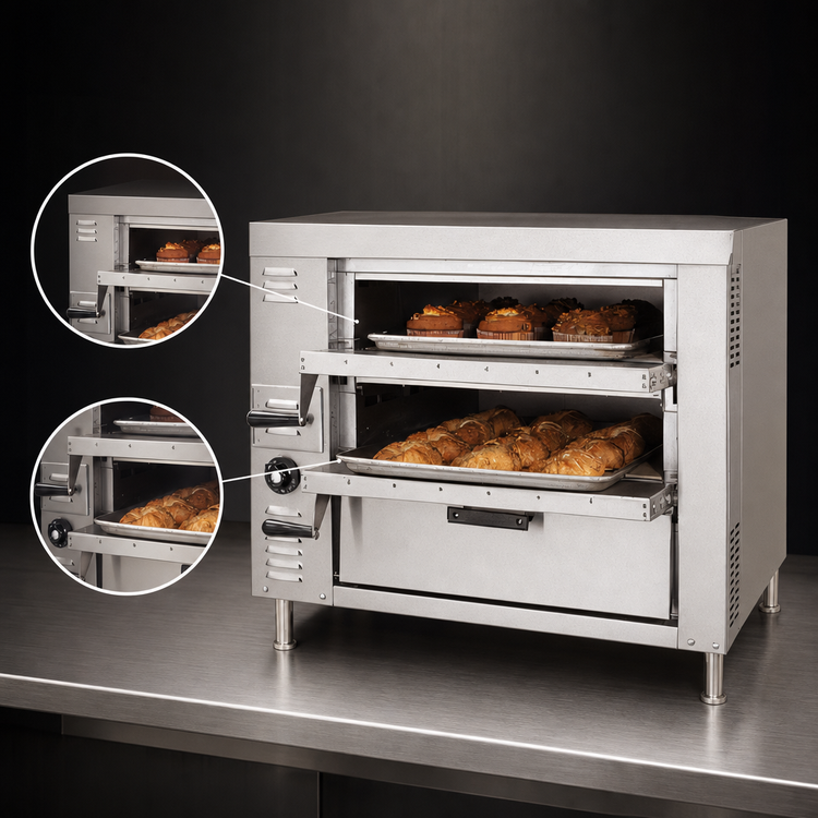 Product image #3 for Bakers Pride HearthBake Series GP61 Countertop Double-Compartment Gas Pizza/Bake Oven with 2 Cordierite Decks