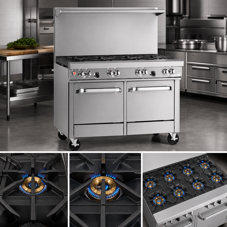 Product image #3 for Southbend Ultimate 48-Inch Commercial Gas Range with 8 Open Burners, Standard Oven, and Cabinet Base