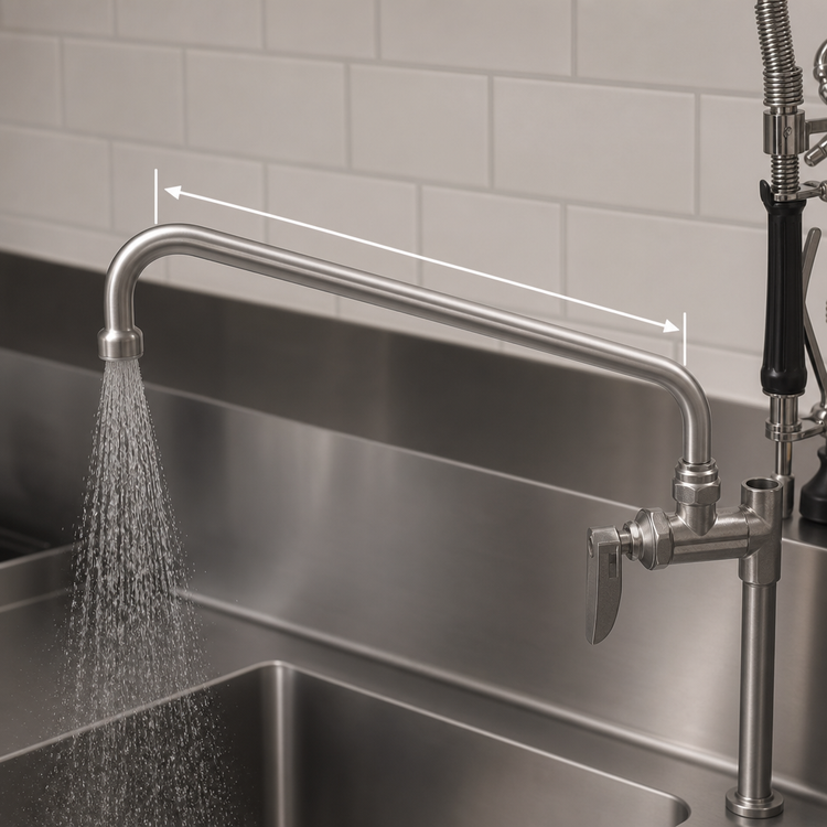 Product image #3 for T&S Extra Heavy Duty Faucet Add-On with 12-Inch Spout for Pre-Rinse Spray Unit