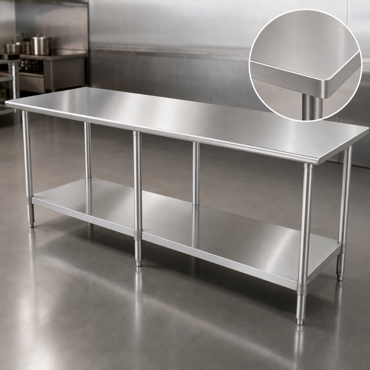 Product image #3 for Eagle Group Budget Series 144-Inch x 36-Inch 430 Stainless Steel Work Table with Adjustable Undershelf