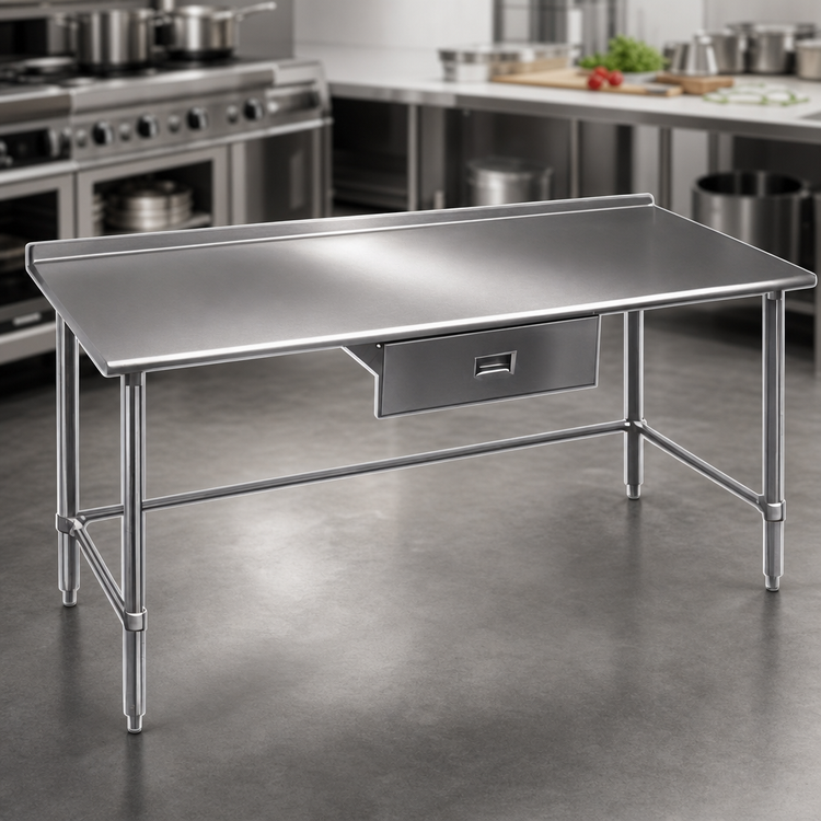 Product image #3 for Eagle Group Budget Series 108-Inch x 36-Inch Stainless Steel Work Table with 1-1/2-Inch Rear Up-Turn