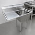 Thumbnail image #3 for Omcan USA 1-Compartment Pot Sink with Left Drainboard, 18 x 18 x 11-Inch Bowl, 304 Stainless Steel