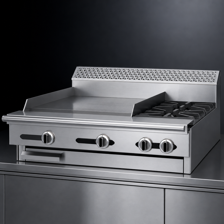 Product image #3 for Garland Cuisine 36-Inch Gas Combination Top Range with 24-Inch Left Griddle and 2 Right Open Burners, Modular Top
