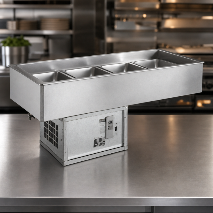 Product image #3 for Atlas Metal RM-3 3-Pan Self-Contained Drop-In Cold Food Well