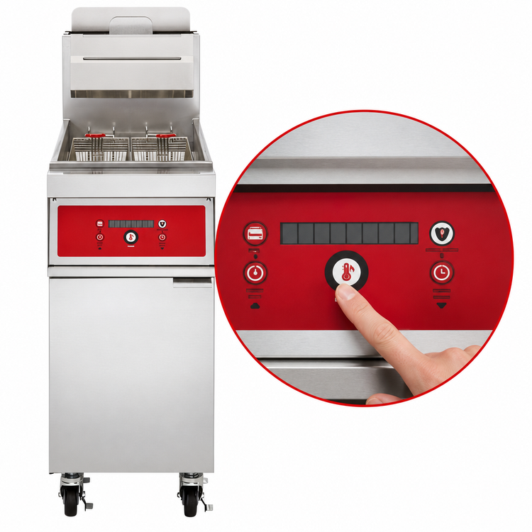 Product image #4 for Vulcan PowerFry3 High Efficiency Gas Floor Fryer with Programmable Computer Controls and KleenScreen PLUS Filtration, 45-50 lb Capacity, 15-1/2 Inch Wide
