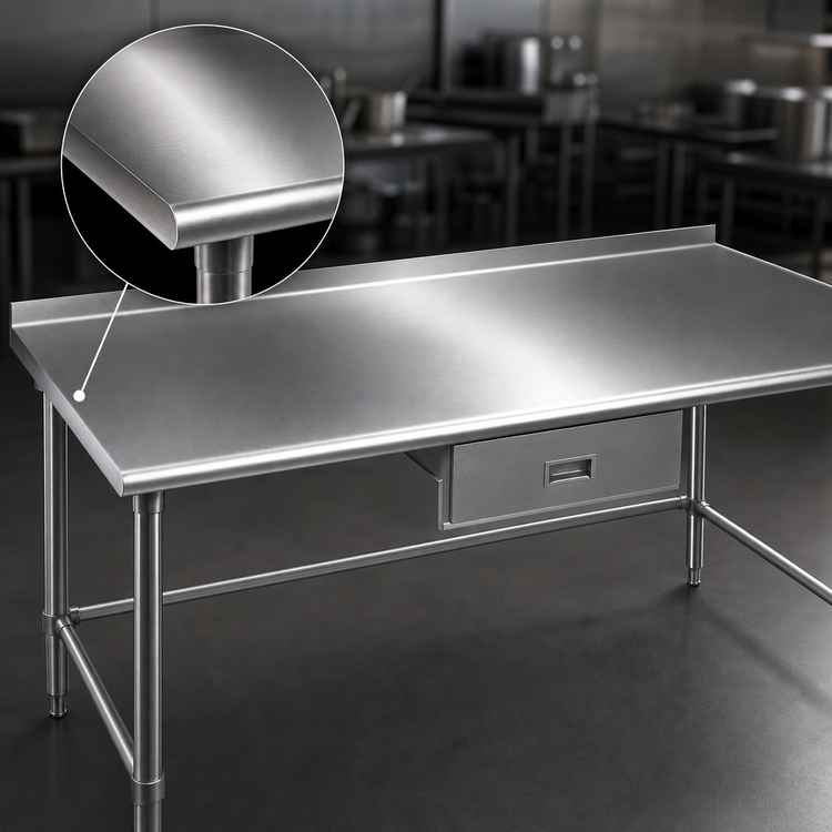 Product image #3 for Eagle Deluxe Series Stainless Steel Work Table with Rear Upturn and Tubular Base, 72 x 24 Inches