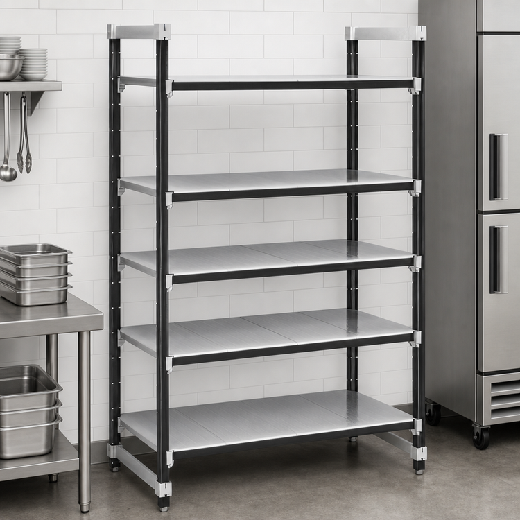 Product image #3 for Cambro Camshelving Elements XTRA 21-Inch Deep 72-Inch Long 84-Inch High 5-Shelf Solid Stationary Starter Unit